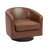Applewold Upholstered Coffee Faux Leather Swivel Barrel Chair with Solid Wood Base-826987968