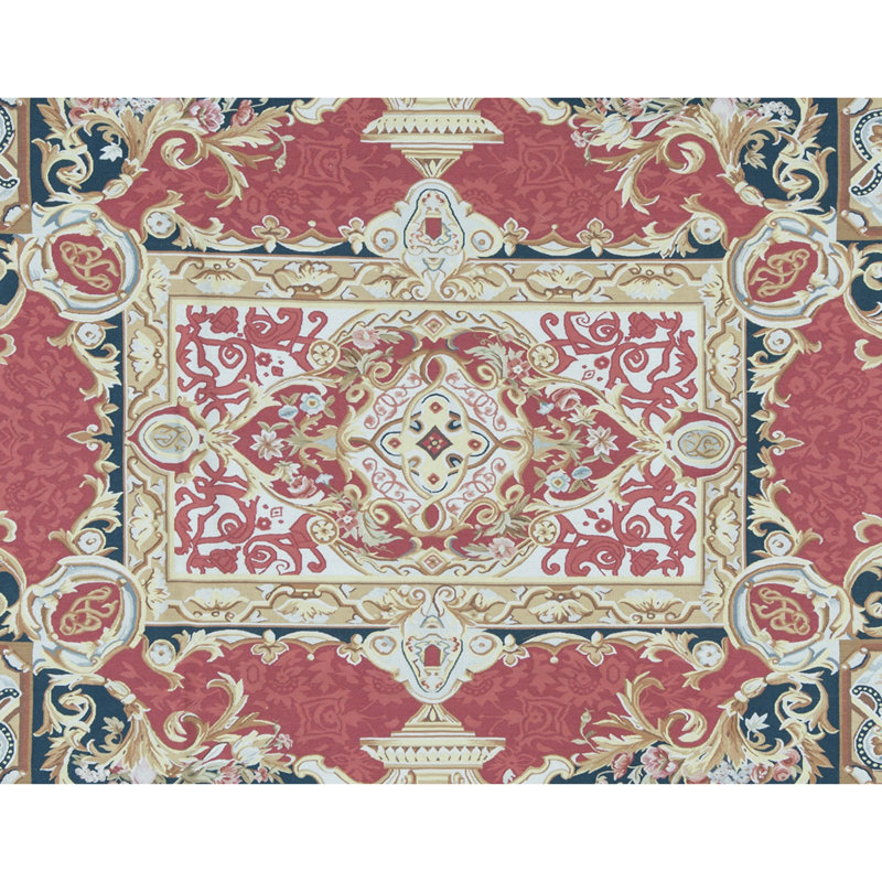 Hand-Knotted High-Quality Red and Ivory Area Rug