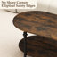 Table basse ovale avec tablettes ouvertes à 2 niveaux en bois rustique brun avec pieds colonne romaine