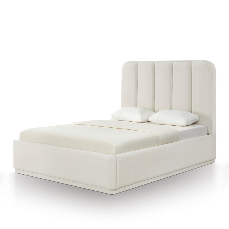Grand lit en chenille crème Parker, Grand lit, Crème