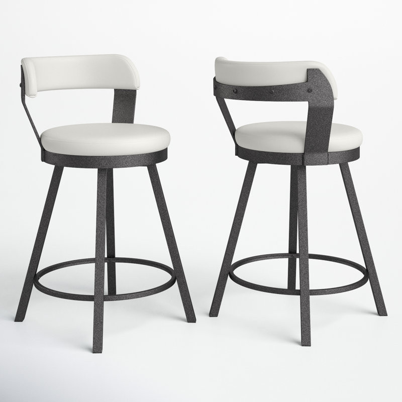 Tabouret de bar et de comptoir Berrin, Blanc, Tabouret de comptoir (siège d'une hauteur de 25,0