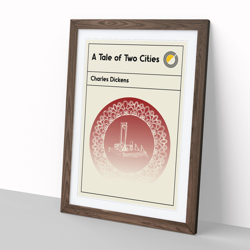 Book Cover a Tale of Two Cities Charles Dickens - Picture Frame Graphic Art, Walnut, 90cm H x 65cm W x 2cm D
