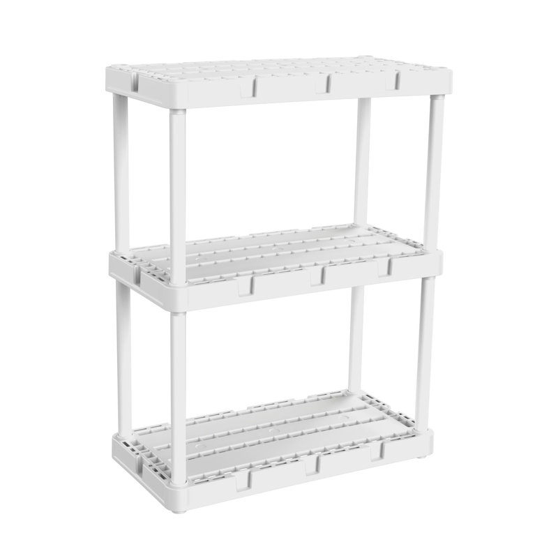 Gracious Living Knect A Shelf Light Duty 3 Shelf Interlocking Storage Unit,White