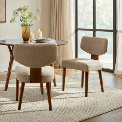 Mid Century Modern Upholstered Dining Chairs (Set of 2)