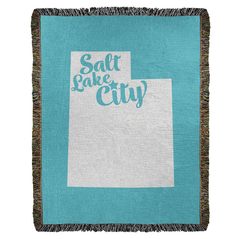 Jeté en coton tissé sel lake city, l 60 po x L 80 po, Bleu sarcelle