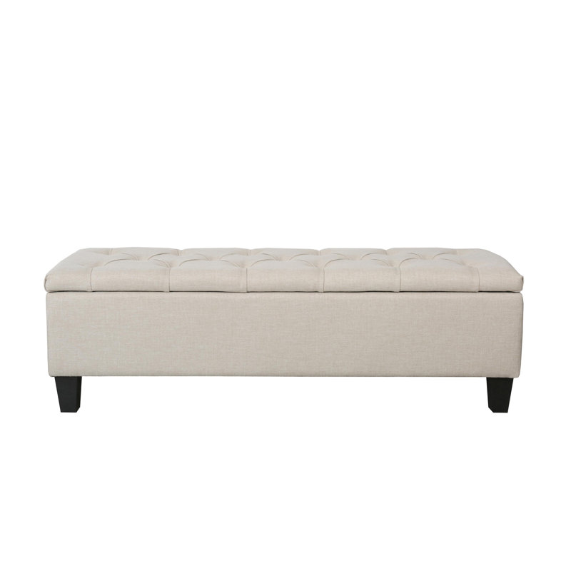 Banc de rangement capitonné Cristalina, Beige