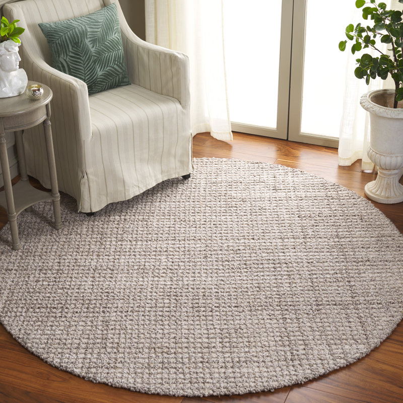 Maighdlin Abstract Hand Tufted Pet Yarn/Wool/Cotton Rug in Light Brown/Brown/Gray, Round 6'