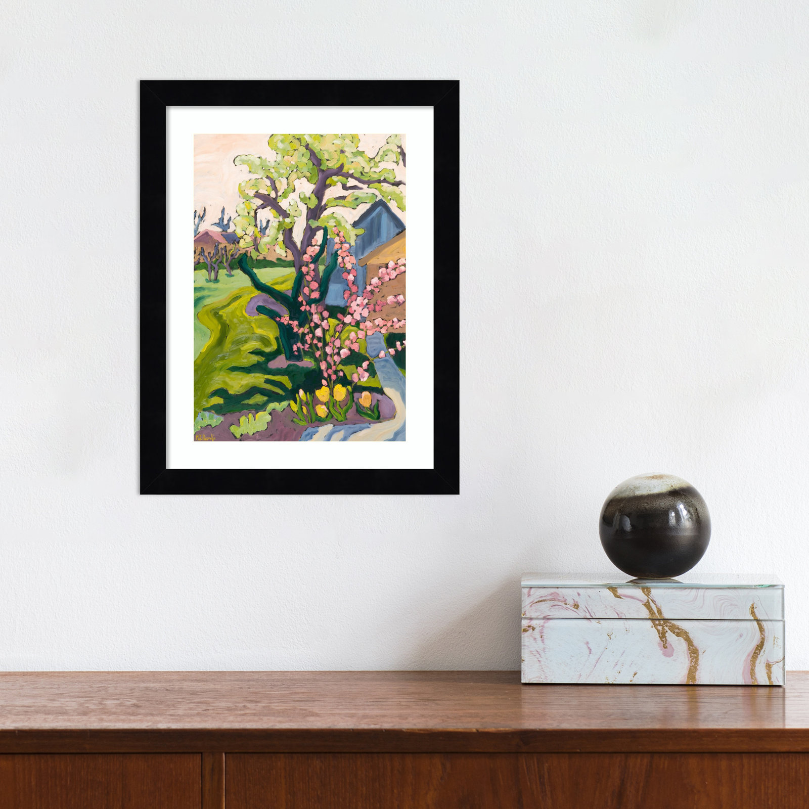 Garden in Dusk Light Print, 13" H x 10" W x 1" D, Black