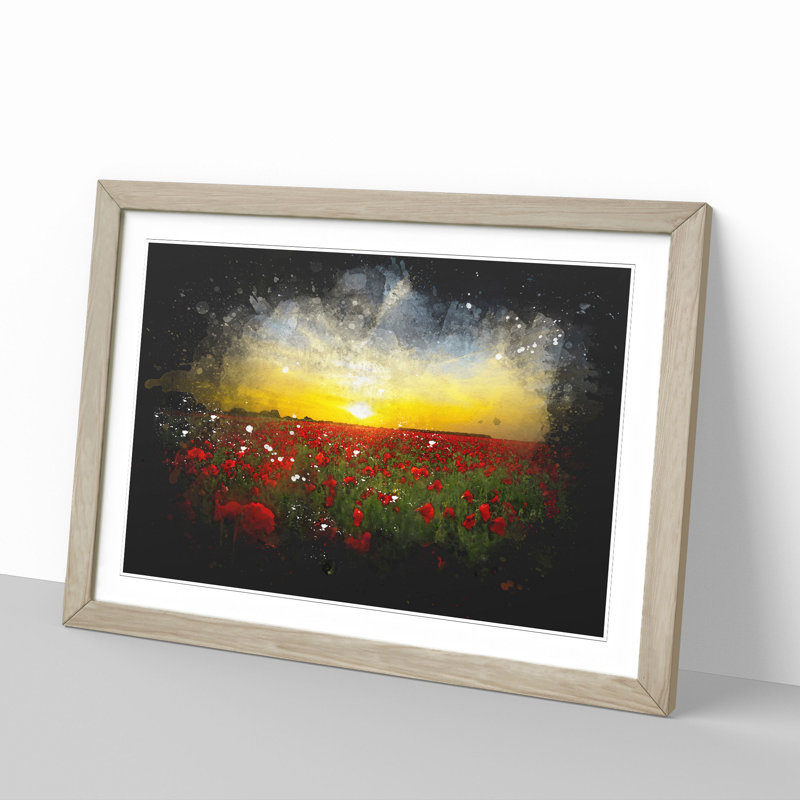 Field of Poppies Vol.3 - Picture Frame Graphic Art, Oak Framed, 36cm H x 48cm W x 2cm D