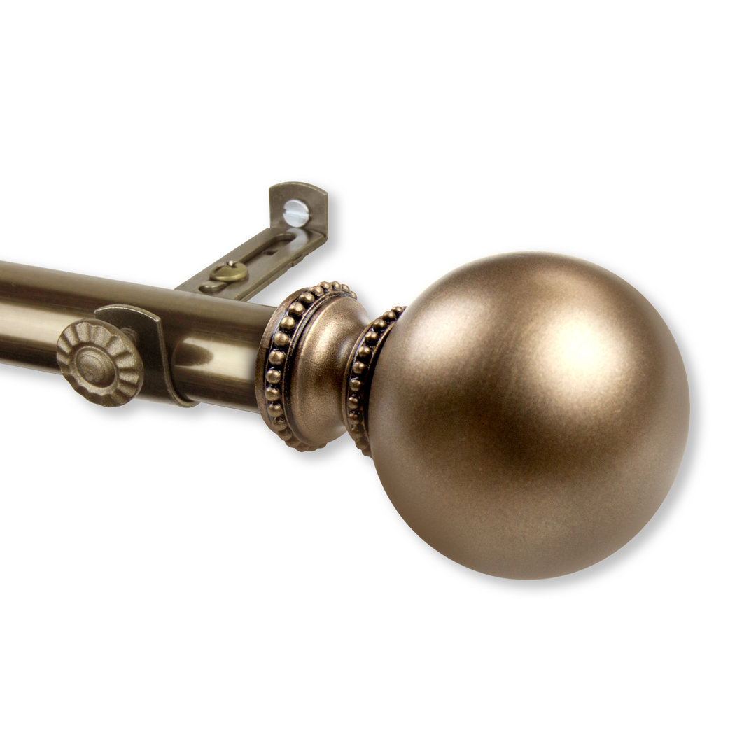 Hatfield Steel Rod/Resin Finials Adjustable Single Curtain Rod Alcott Hill® 