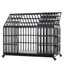 Cage pour chien 52 po en métal robuste pour les grandes races - 4 roulettes verrouillables, finition, 2 plateaux amovibles, entrées avant et toit, processus d'assemblage simple avec structure à roulettes, casseroles en plastique, ouvertures, facile