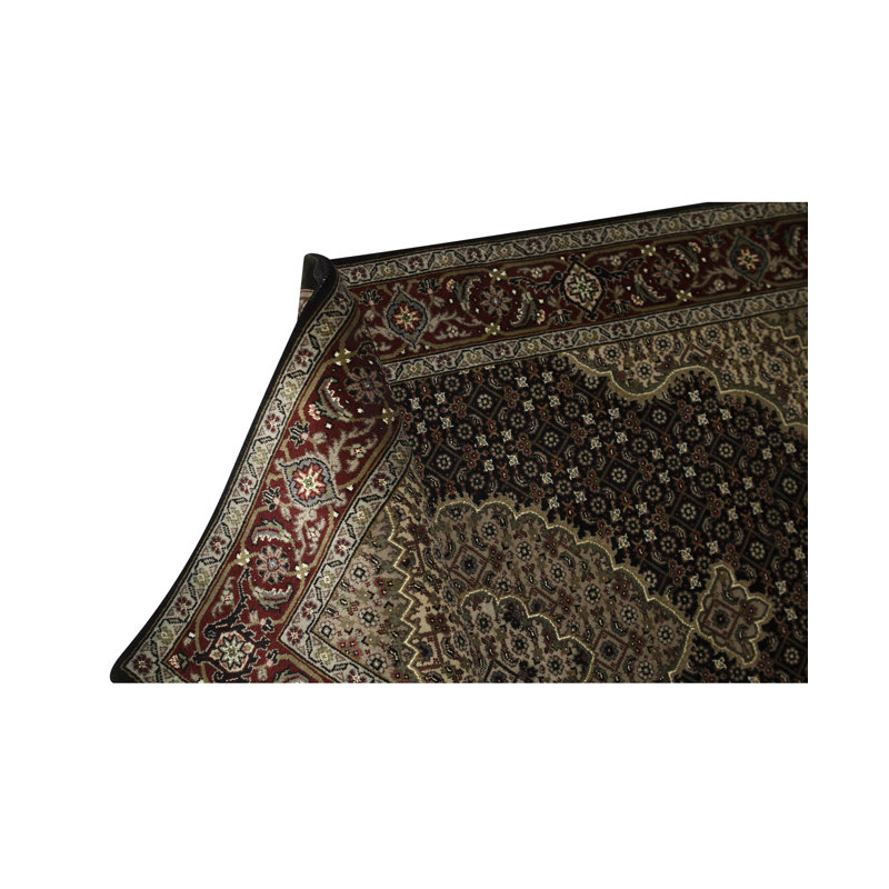 Tapis brun et beige de haute qualité noué à la main