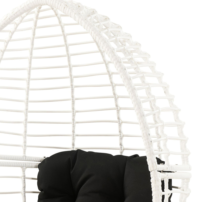 Chaise de patio contemporaine avec coussin amovible - Mousse confortable noire et blanche moderne