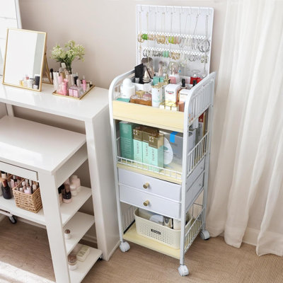 Makeup Organizer, Floor Skincare Cosmetics Organizer With Drawers, Jewelry Organizers And Storage For Earring Necklace, Vanity Organizer For Skin Care by Hokku Designs