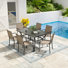 Table d'extérieur rectangulaire en acier pour 6 personnes avec chaises empilables