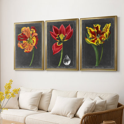 Midnight Tulip I - Toile tendue avec châssis sur mesure - 3 pièces