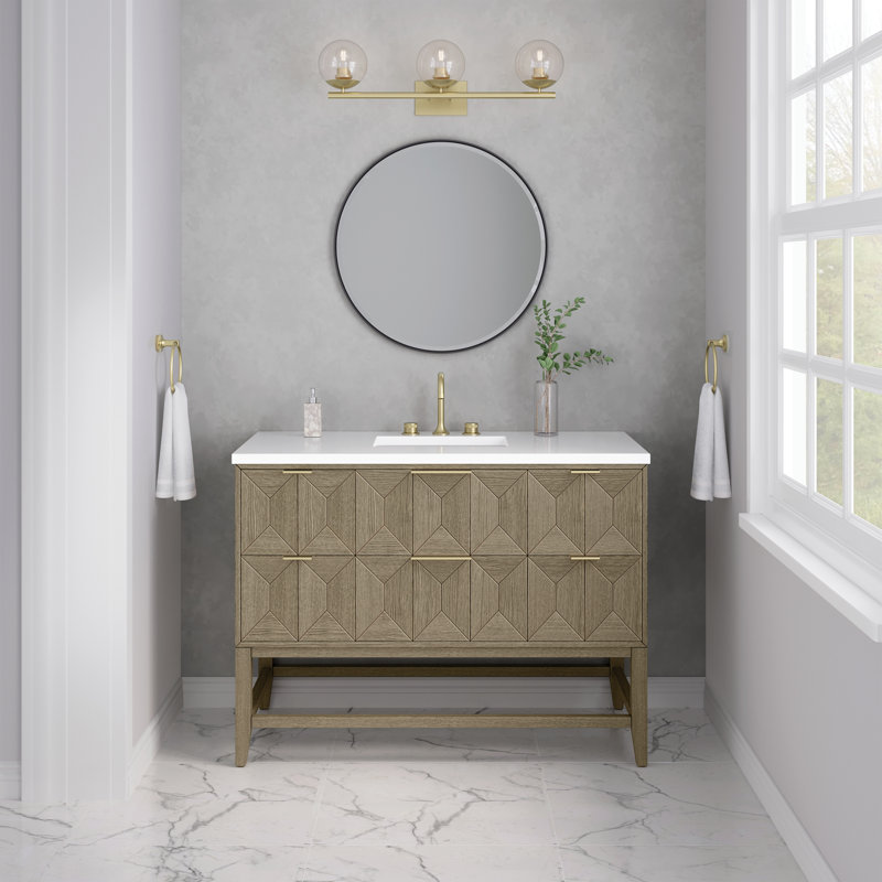 Emmeline 48'' W Single Vanity, White Zeus, 8" Widespread