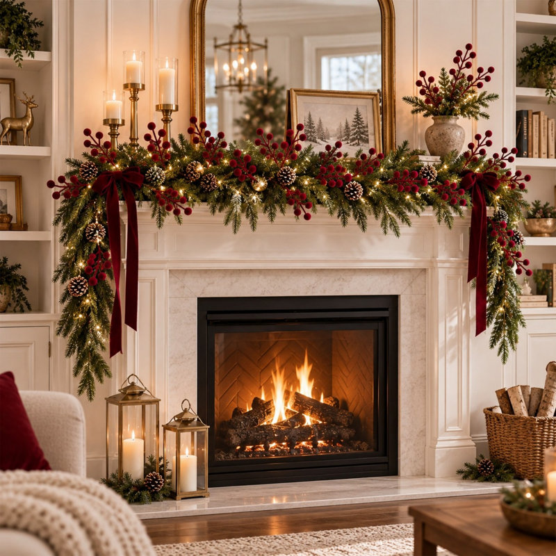 Ensemble de 60 tiges de houx en velours bourgogne de 16,5 cm pour la décoration de Noël