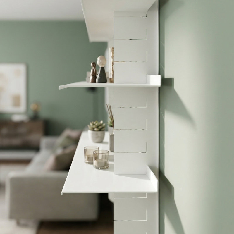 Étagère flottante réglable en métal, présentoir mural industriel, 4 tablettes, White