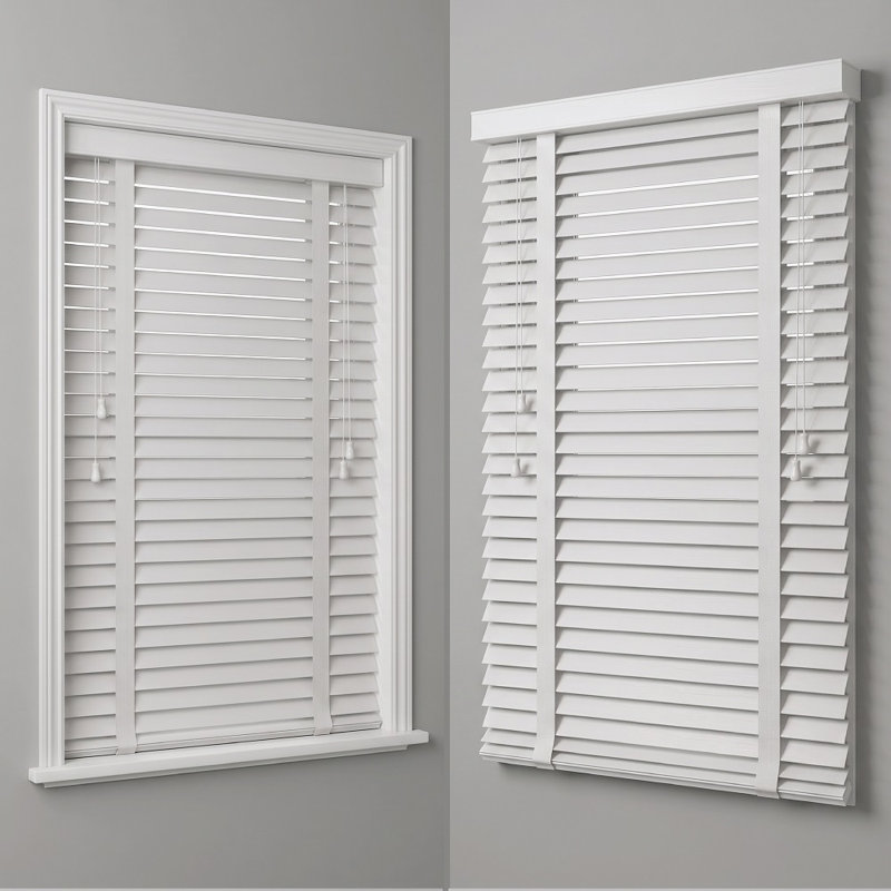 Luxury Faux Wood Venetian Window Blinds – 50mm Slats with Decorative Tapes, Waterproof & Easy Fit, White, 150 cm L x 210 cm W