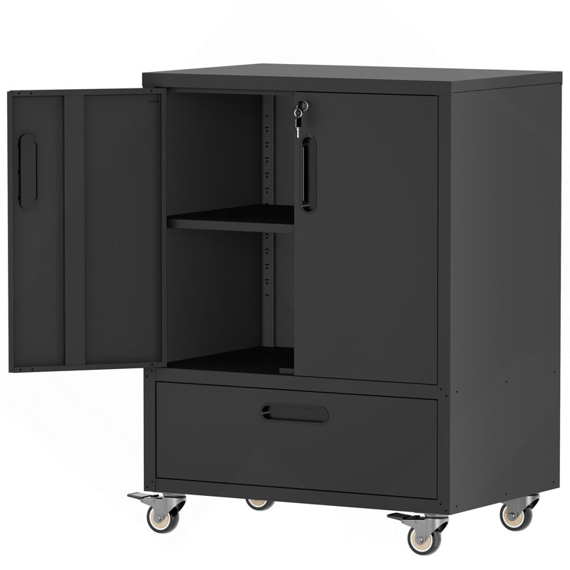 Chariot à outils avec roues, H 40 po x l 30 po x P 20 po, armoire à outils mobile avec roulettes verrouillables et tiroir, organisateur de rangement en acier robuste pour garage, atelier, bureau - Assemblage facile en 30 minutes