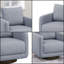 Chaise d'appoint pivotante moderne en tissu gris avec base en bois pour le salon-878958395