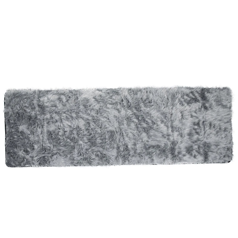 Faux Fur Bed Runner, 30" W x 109" L, Charcoal Grey