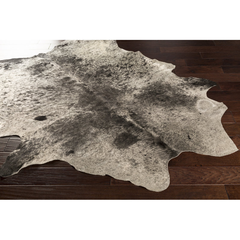 Tapis de zone gris anthracite fait main à tissage plat vache Snow Creek