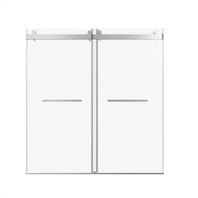 68-72 Inches *76 Inches  Frameless Double Sliding Soft-Close Shower Door, 3/8 Inches (10Mm) Thick SGCC Tempered Glass Door