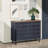 Melesio Retro 3 Door Storage Cabinet  Sideboard Buffet With Plaid Pattern Front-1088689868