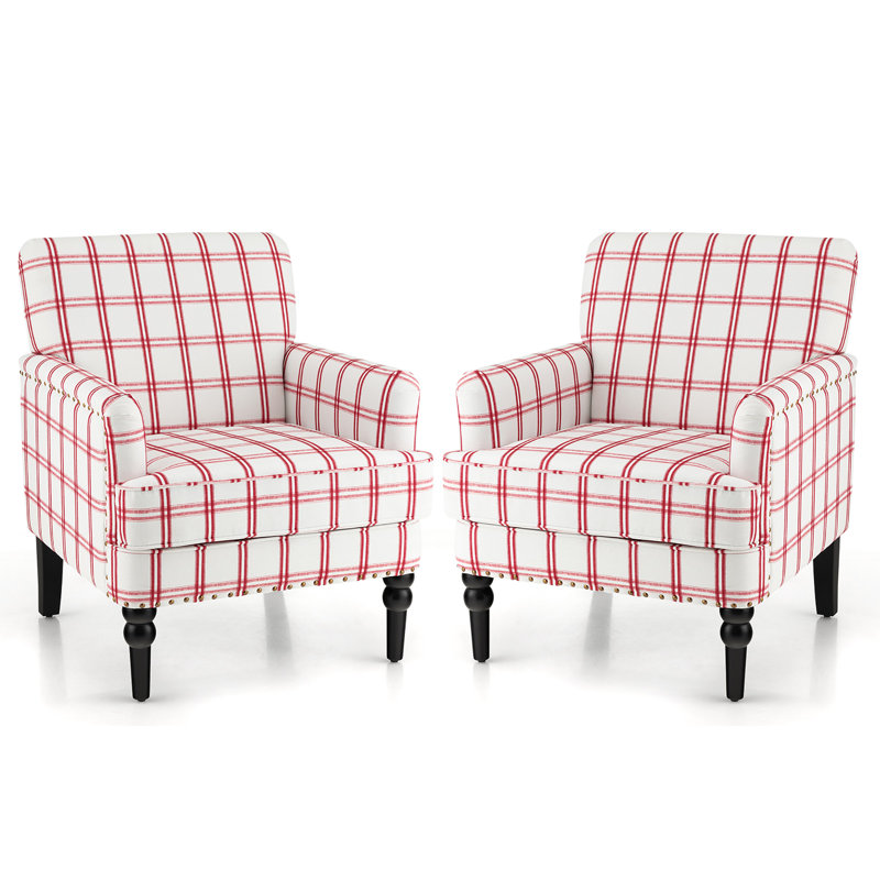 Fauteuil Kincheloe, Mélange de polyester rouge à damier