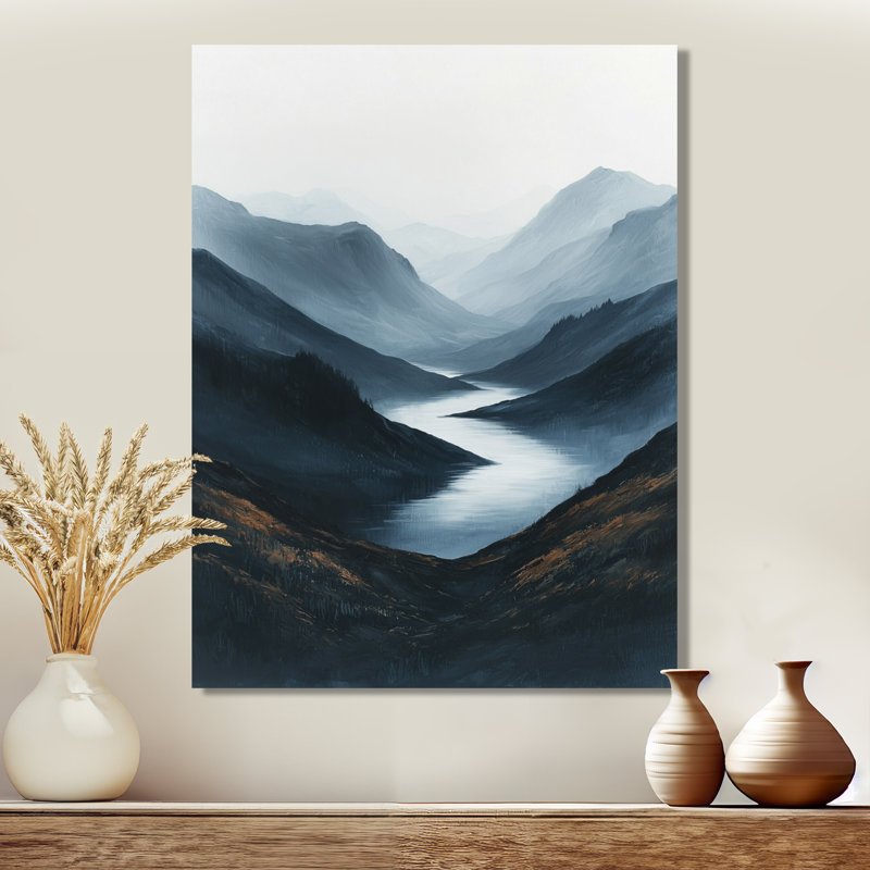 Hiver, lac latéral, vallée de la tranquillité II - montagnes du lac, impressions sur métal, H 40 po x l 30 po