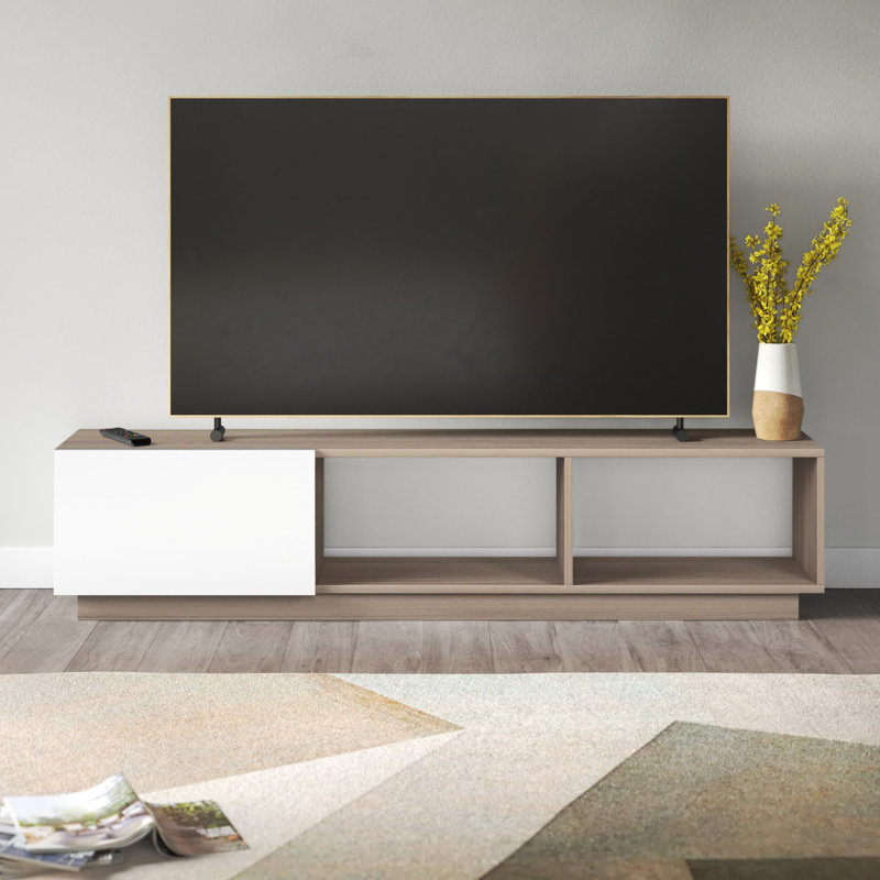 Meuble télé moderne jusqu'à 75 pouces, Gris / Blanc
