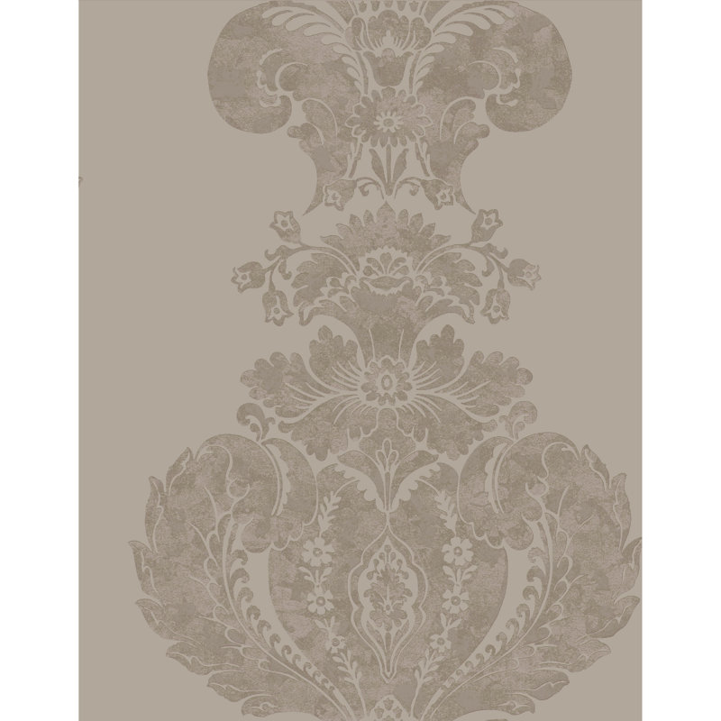 Aldwych Damask Metallic Wallpaper Roll, Mole/Silver