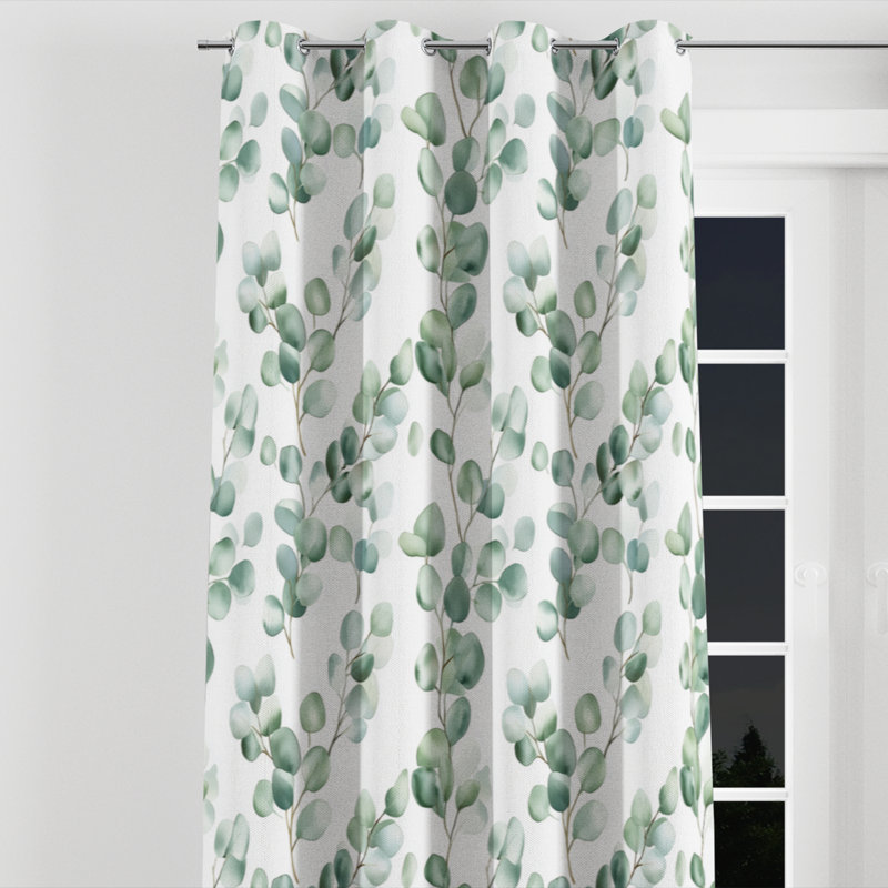 Coastal Velvet Curtains - Green Eucalyptus Air Grommet Curtain - 1 Panel, 52" W x 95" L, Silver Grommets