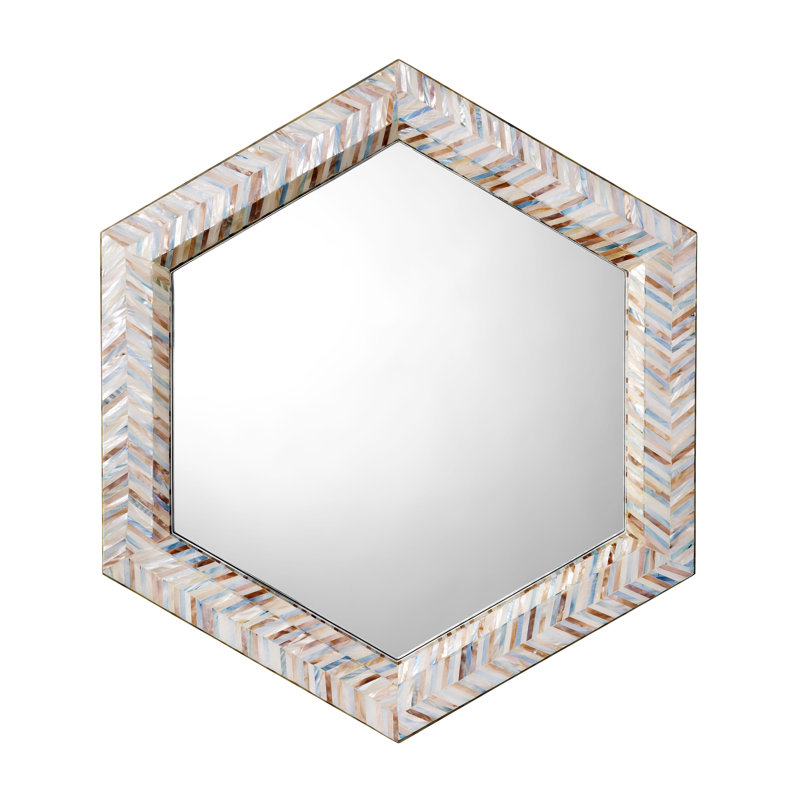 Hexagonal Blue Mother of Pearl Wall Mirror