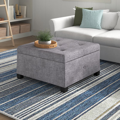 Della Button Tufted Square Storage Ottoman