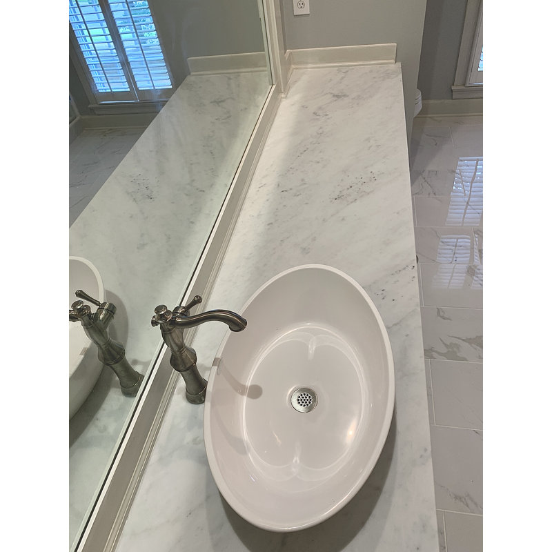 Polished White Handmade Oval Vessel Bathroom Sink