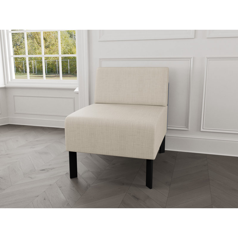 Chaise d'invité sans accoudoirs Luxe Lounge, Acier noir, Plot Line neutre