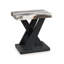 Ensemble de table basse et de table de bout 3 pièces Usim, plateau en faux marbre blanc, base en X noir
