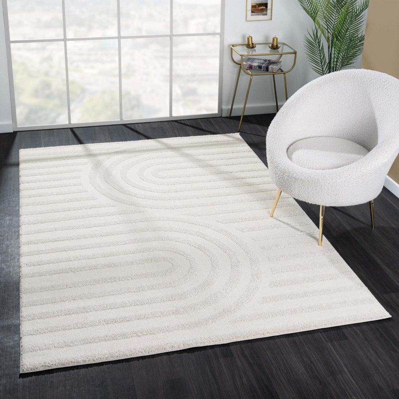 Ibiza Abstract Indoor Rug, Cream , Rectangle 4' x 5'