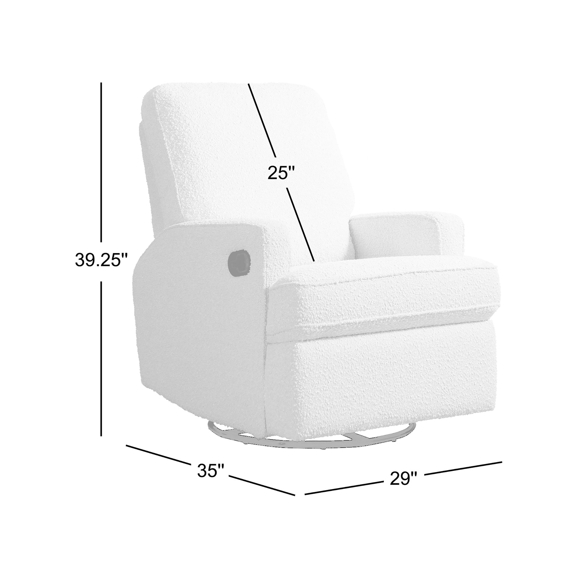 Tucker Swivel Reclining Glider, Cream Boucle