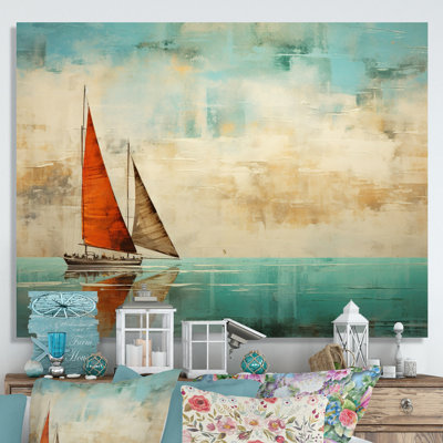 Bateau abstrait côtier III - reproduction d'art sur toile