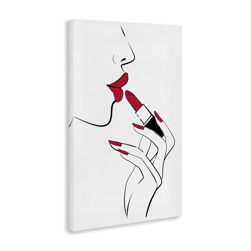 Art mural sur toile, "Red Lips" par Martina Pavlova, H 30 po x l 20 po