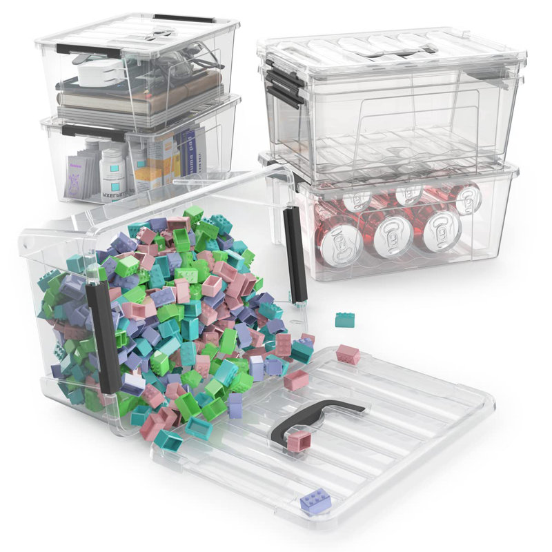 Clear Stackable Plastic Storage Bins with Lids, 5-Litre, 6-Pack