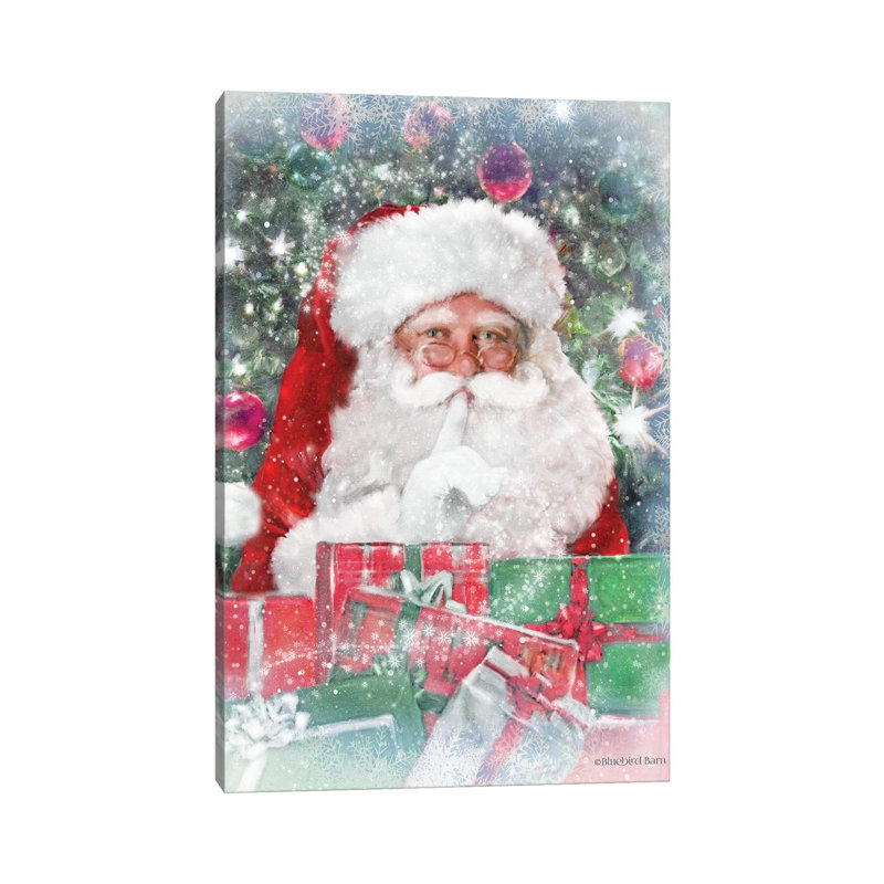Snowy Secret Santa by Bluebird Barn - Wrapped Canvas Painting, 66.04 cm H x 45.72 cm W x 1.91 cm D