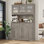 Armoire de cuisine 71,9 "avec station de charge et tablette à micro-ondes, garde-manger avec 4 placards et 2 tiroirs de rangement, armoire de salle à manger en grain de bois rustique