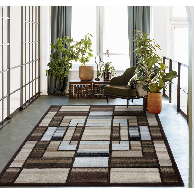 Tapis ivoire / gris à motif géométrique Adonia