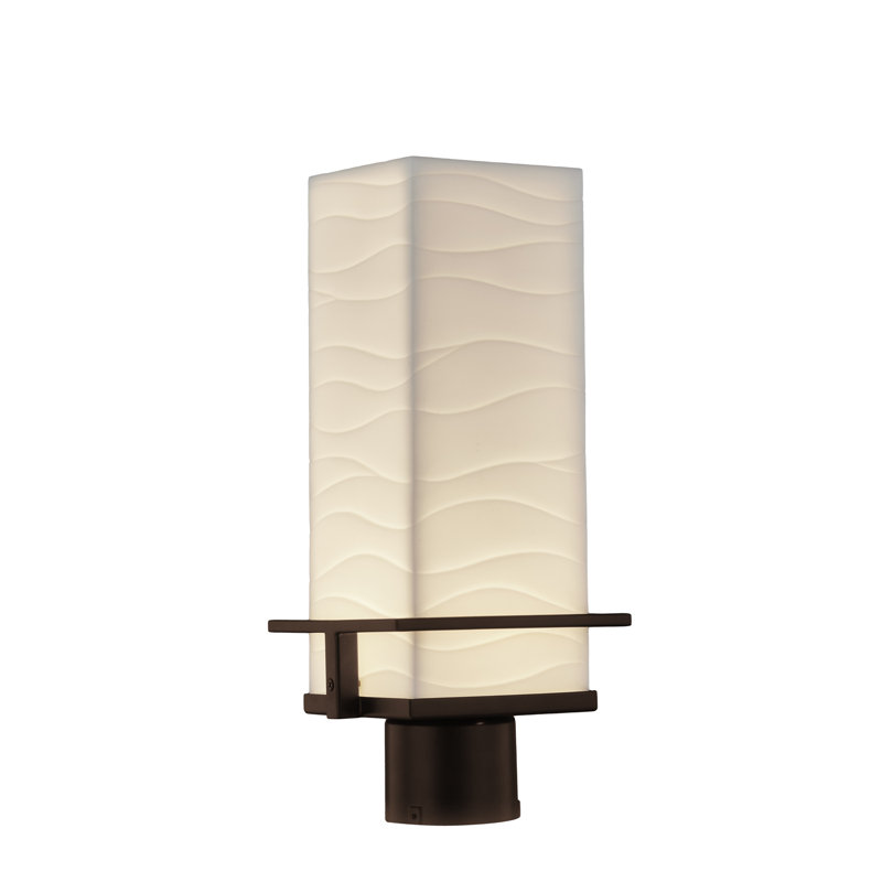 Luminaire à fixation sur pilier à raccordement fixe à DEL 1 lumière H 16 po Alexei, Noir mat