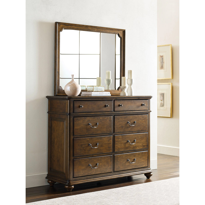 Commode double en bois massif à 8 tiroirs l 56 po Skylinn